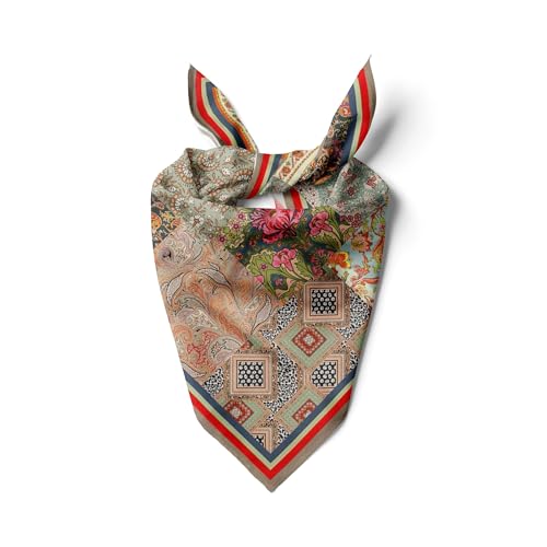 dscarf Womens Neck Scarf 21"x21" Small Square | Headband Scarf Ethnic Bandana Head Scarf Flowering Breathable Lightweight - color: Flowering Design 29