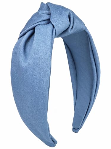 Blue Wide Knotted Headbands for Women Fashion Headband Non Slip Head Bands Hair Styling Accessories Womens Sisters Gifts - color: Blue