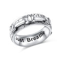 Ladytree Spinner Fidget Ring Sterling Silver Thumb Band for Women Anxiety Ring Platinum Plated Worry Stress Relief Just Breathe Boredom ADHD Autism Rings Boho Jewelry Gift - color: J-wide band oxidized lotus
