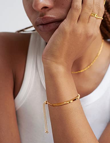WOWORAMA Adjustable Slider Bracelets for Women Bar Friendship Bangle Bracelet for Women Gold/White Gold/Rose Gold Bolo Bracelet - color: Slim Bar-Gold-tone