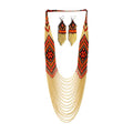 Handmade Native American Style Tribal ethnic Seed Bead Beaded Layered Medallion Necklace #1 - color: Red
