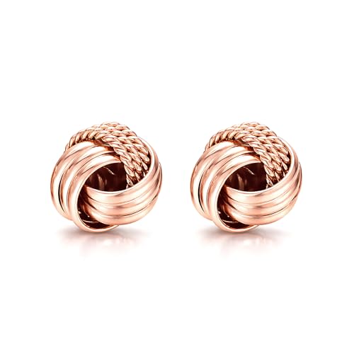 LeCalla 925 Sterling Silver Knot Stud Earrings Jewelry | Italian Design Love Knot Stud Earring | Celtic Knot Stud Earrings for Women - color: Rose Gold Love_Knot