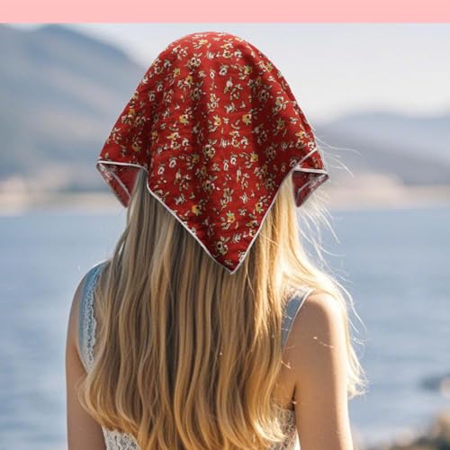 Bandanas for Women Men 21"x21" Floral Headband Scarf Versatile Hair Bandana Square Head Scarf - color: Burnt Orange