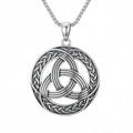 Celtic Necklace for men Sterling Silver Celtic Knot Triquetra Triangle Trinity Necklace Gift for Men - color: E-Silver