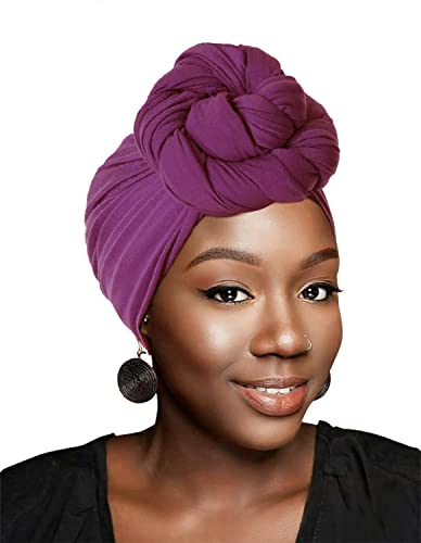 HOMELEX Head Wraps Turbans Stretch Jersey Knit Headwraps Wrap Turban Scarf Tie for Women - color: Pp