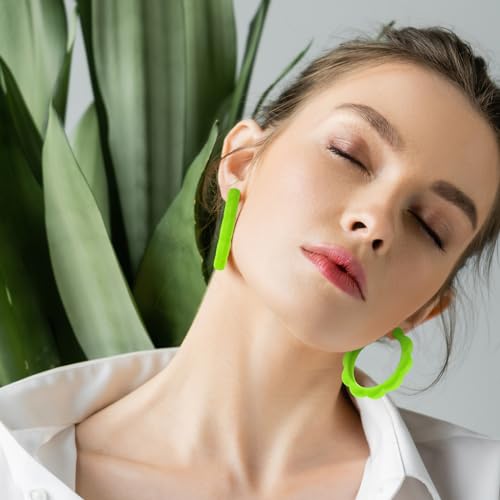 Sasylvia 16 Pairs Colored Hoop Earrings for Women Matte Colorful Hoop 80s Retro Neon Summer Drop Earrings - style: Wave Style