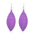 Large Genuine Soft leaf Leather Handmade Fringe Tassel Feather Lightweight Tear Drop Dangle Color Earrings for Women - color: Violet