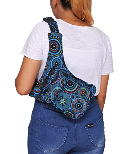 The Collection Royal Handmade Festival Waistpack Boho Hippie Waist Bag Hip Bum Running Belt Fanny Pack Travel Utility Belt (Black-Turq) - color: Black-Turq