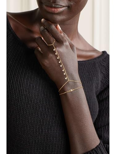 CHESKY 14k Gold Plated Hand Chain Bracelet for Women Trendy, Dainty Ring Bracelets Hand Chain Finger Nail Bracelet Simple Gold Hand Jewelry for Women Gifts - style: Eye