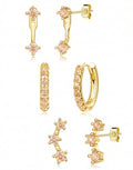 3 Pairs Dainty Small 4th of July Earrings for Women Trendy, Birthstone Stud Huggie Hoop Jacket Stack for Cartilage Helix, Gold Plated Hypoallergenic Cute Women Fashion Accessories Western Jewelry Gifts - color: 11Champagne-Nov (Gold)