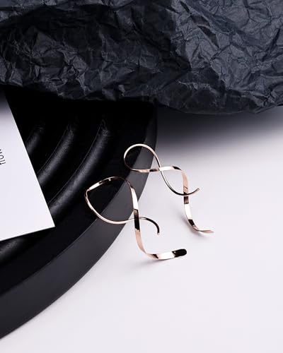 Handmade Spiral Threader Earrings Sterling Silver Hypoallergenic Twisted Pull Through Drop Dangle Earrings for Women - Silver & Gold - color: Rose Gold