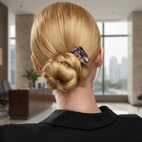 HYFEEL Large French Hair Pins for Women, 3-Prong French Pins for Thick Hair, U Shaped Hair Forks, French Twist Hair Pin Clips, Updo Hair Sticks for Buns, 2 Pcs (Tortoise, Brown)