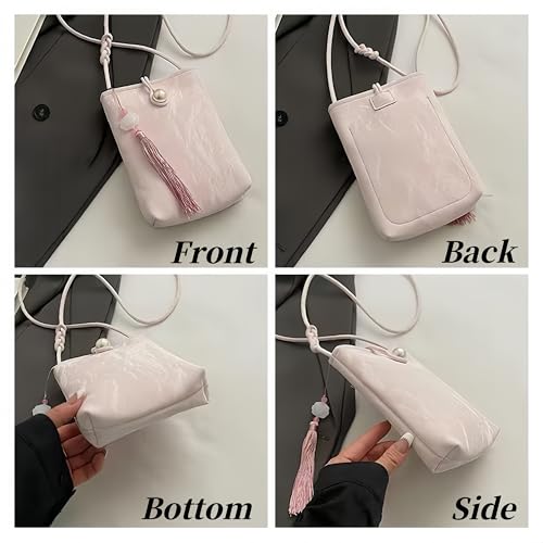 Women Mini Crossbody Bags Small Shoulder Bags CellPhone Purse Tassels Wallet Purse for Women - color: Pink