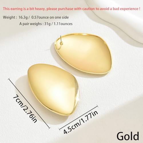 Statement Earrings for Women Big Earrings Large Statement Earrings Chunky Irregular Geometric Drop Dangle Earrings Oval Round Pebble Shape Earrings Chunky Jewelry - style: style gold