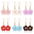 LETFLY 3/5/6 Pairs Flower & Heart Drop Dangle Earrings for Women, Colorful Hypoallergenic Hoop Earrings Set, Summer Boho Statement Fashion Jewelry Gifts - style: Style C