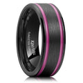 King Will Mens Tungsten Rings for Men Two Tone Grooved Mens Wedding Band Cool - color: Black & Purple Two Groove