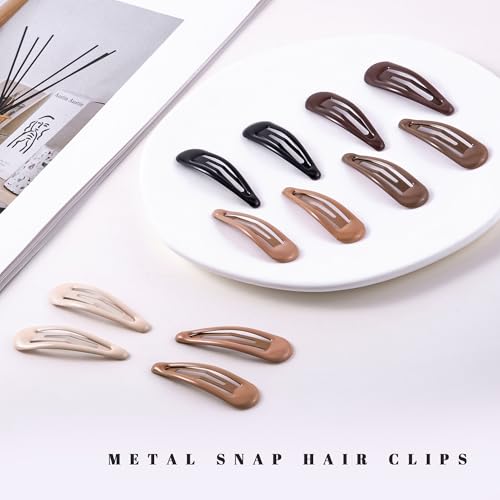 20 PCS Metal Snap Hair Clips Water Drop No Slip Barrettes for Women Bright Small Hair Clips For Thick And Thin Fine Hair,Black Beige Brown,1.97 x 0.5 In. - color: Black Beige Brown