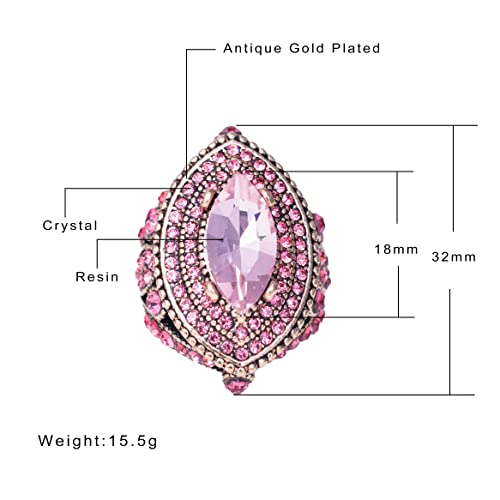 Women Ring - 32mm Turkish Style Gemstone Women Jewelry J0769 - color: Pink