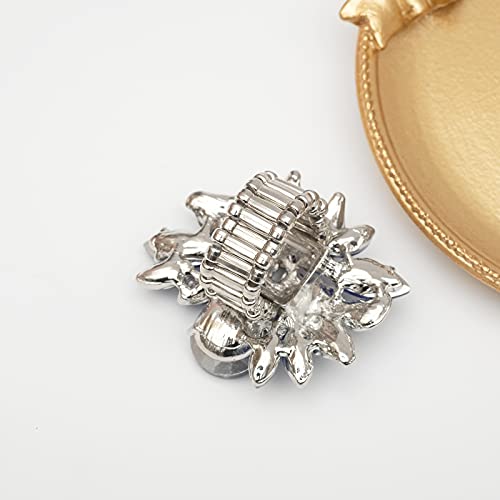 CSY Luxury Women's Austrian Crystal Leaves Flower Big Cocktail Statement Rings Stretch Adjustable Ring Jewelry Accessories - color: 01 royal blue