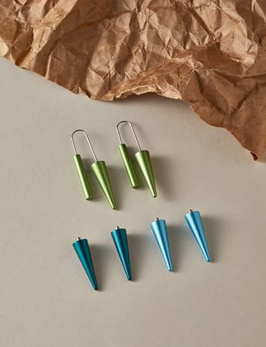 Trendy Dangle Earrings Set for Women, Colorful Aluminum Drop Earrings, 6 Pcs DIY Interchangeable Conical Beads, Lightweight Titanium Ear Hooks, Hypoallergenic and Not Easy To Fade - color: Light green Dark green Light blue