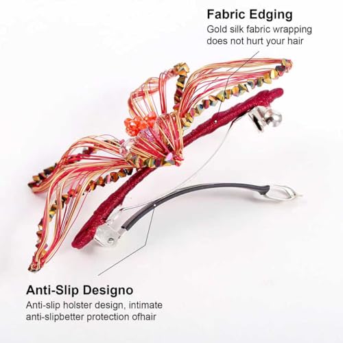 Mistofu DIY Copper Wire Metal Hand-woven High-level design Barrettes Elegant Hair Accessories, Gifts for Women Girls (red-a) - color: red-a