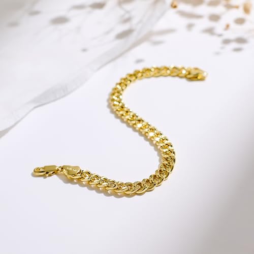 14K Gold Bracelets for Women & Men 6.5mm Cuban Chain Bracelet for Men Trendy Dainty Link Bracelets for Women Jewelry Gifts - color: 14K Gold Cuban Bracelet-8