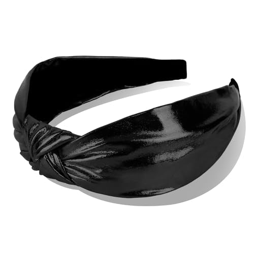 YISSION Black Knotted Headband Wide Headbands for Women No Slip Fashion Head Band Top Knot Hairband Hair Accessories for Women - color: Black