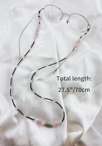 Damanse Beaded Glasses Chain,Eyeglass & Sunglass Strap For Women Stylish - color: Tree of Life Pink Crystal