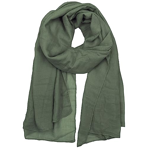 woogwin Women's Cotton Scarves Lady Light Soft Fashion Solid Scarf Wrap Shawl - color: New Armygreen