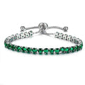 CiNily Adjustable Tennis Bracelets for Women Teen Girls Rainbow Cubic Zirconia Bracelet 14K White Gold Plated Hypoallergenic Slider Bracelet Jewelry Gift - color: Adjustable bracelet-green