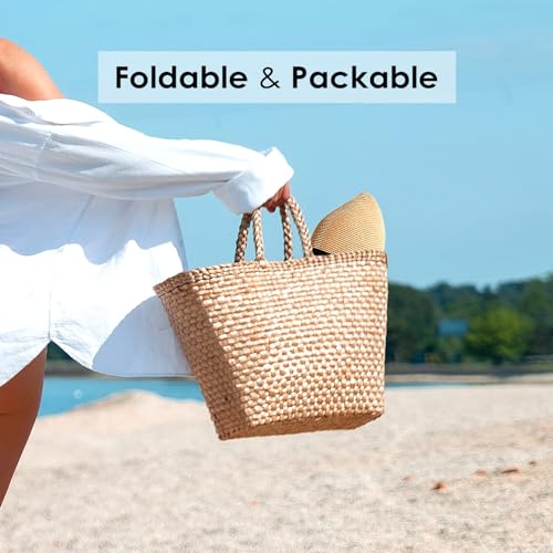 FURTALK Womens Sun Straw Hat Wide Brim UPF 80 Summer Hat Foldable Packable Floppy Beach Hats for Women - color: Pure Black, size: Large-X-Large