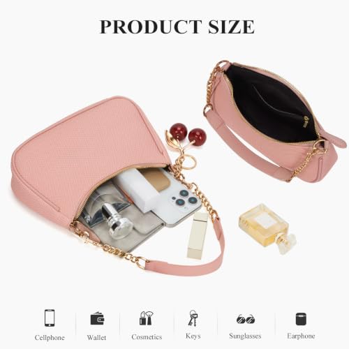 Small Shoulder Bags for Women Y2k Cute Shoulder Purse with Cherry Pendant Trendy Designer Handbag for Daily - color: A04-pink
