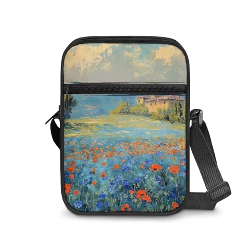 Womens Crossbody Bag Cell Phone Purse Wallet Small Shoulder Handbag for Workout Travel Gym - color: Flower Painting