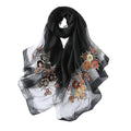 Jeelow Silk Blend Floral Fashion Scarf Shawl Wrap Lightweight Sheer For Women Floral Embroidery Wedding Party Prom - color: Petal Black
