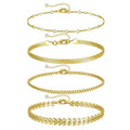 HAXIYA Waterproof Gold Anklets for Mom, Mothers Day Gifts Mama Dainty 18K Gold Plated Anklets Layered Cuban Link Chain Herringbone Cute Anklets Set Summer Beach Jewelry Gift for Women