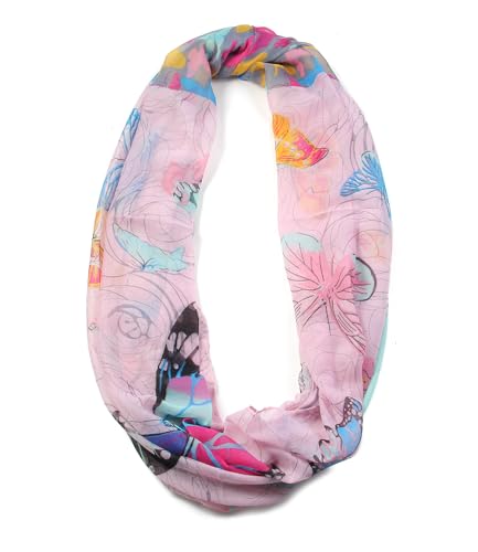 Scarfand's Romantic Rose Prints & Floral Patterns Lightweight Infinity Fashion Scarves Wraps - color: Butterfly Pink
