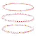 Dainty Gold Plated Tiny Ball Colorful Beaded Stack Bracelets Sets for Women,3Pcs Stackable Cute Bracelet Stretch Trendy Ball Jewelry Friendship Gift - color: light pink