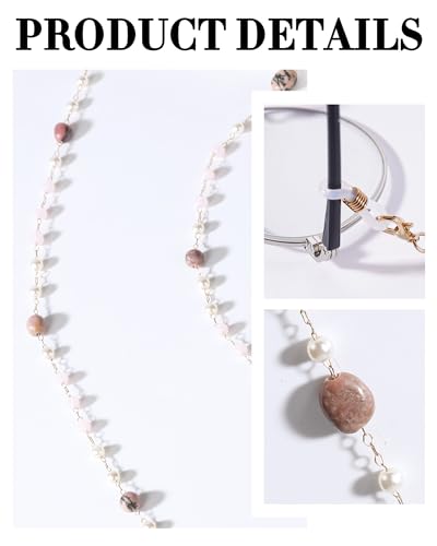 Bohemia Glasses Chain for Women - Boho Sunglasses Holders Around Neck Eyeglasses Charms for Eyewear Retainer Strap - color: Pink