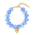 Chunky Beaded Bracelets for Women Boho Multicolor Acrylic Resin Beads Bracelet Adjustable Statement Bracelet Summer Beaded Jewelry - color: Heart beads bracelet-light blue