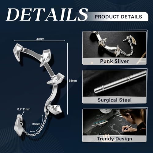 Gothic Ear Cuffs Helix Cartilage Clip on Goth Ear Cuff Stainless Steel Hypoallergenic Earrings for Women Men Non Piercing Gold & Silver Fake Earring Lightweight Punk Jewelry Gift - color: K1-Dragon Claw 1 Silver