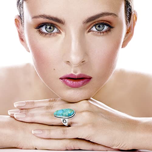 Sterling Silver Genuine Gemstones & Turquoise Ring (SELECT color) - color: Turquoise