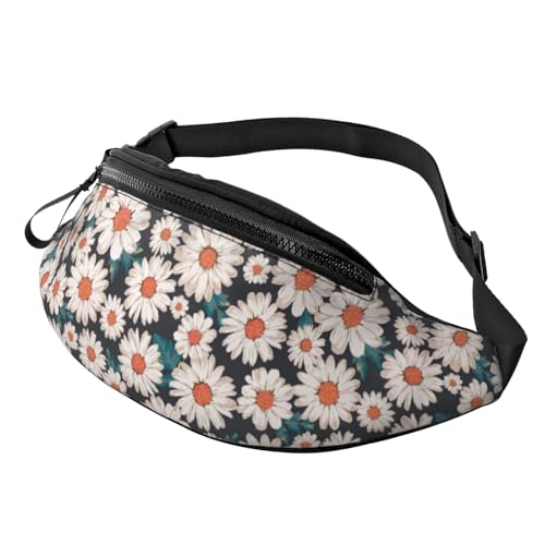 daisy beautiful flower wild garden Fashion casual fanny pack waist bag men women adjustable belt waist bag for travel hiking cycling running festival carnival - color: Black28