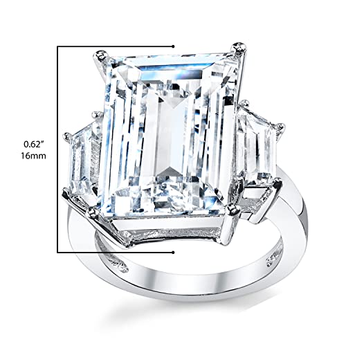 Metal Masters 9 Carats Sterling Silver 925 Kim Kardashian Engagement Wedding Ring Emerald-Cut Cubic Zirconia