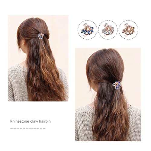 SING F LTD 6pcs Vintage Metal Rhinestone Hair Claws - Small, Colorful, Non-slip Jaw Clips for Women & Girls