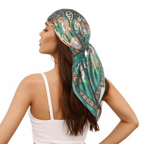 RIIQIICHY Women Head Hair Scarf Like Satin Silk Scarf Sleeping Hair Wrapping Night 27.5" - color: C001