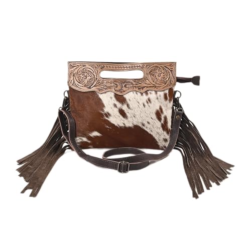 Merbaa Women Natural Cowhide Leather Crossbody Sling Bag With Adjustable Detachable Strap | Shoulder Bag | Handbag - color: Brown