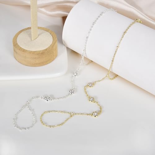 Hand Chain Bracelet Stainless Steel Finger Ring Bracelet Adjustable Gold Plated Hand Chain CZ Stackable Boho Minimalist Jewelry for Women - color: Gold Hand Chain Bracelet AN141G
