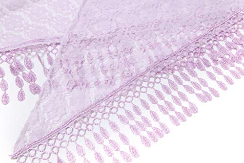 Cindy & Wendy Floral Embroidered Lace Triangle Scarf for Women - color: Lilac