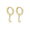 14K Gold Plated Cubic Zirconia Initial Earrings Delicate Small Hoop Earrings Hypoallergenic Letter Earrings for Women - style: L
