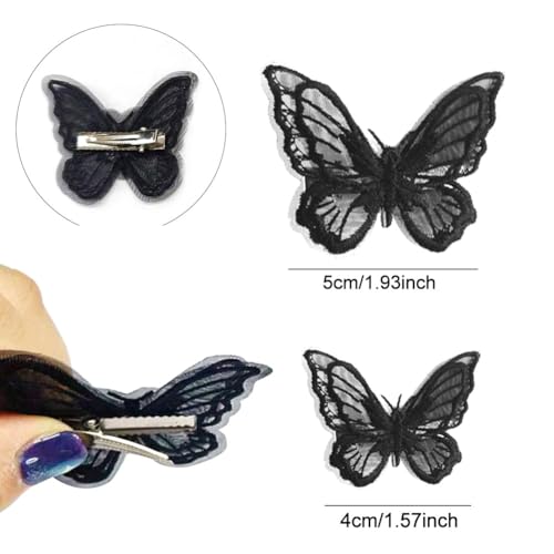 18Pcs Rhinestone Black Hair Clips for Teens Women - Y2K Glitter Butterfly Jaw Clips, Cute Headwear Gifts for Wedding, School - color: Black